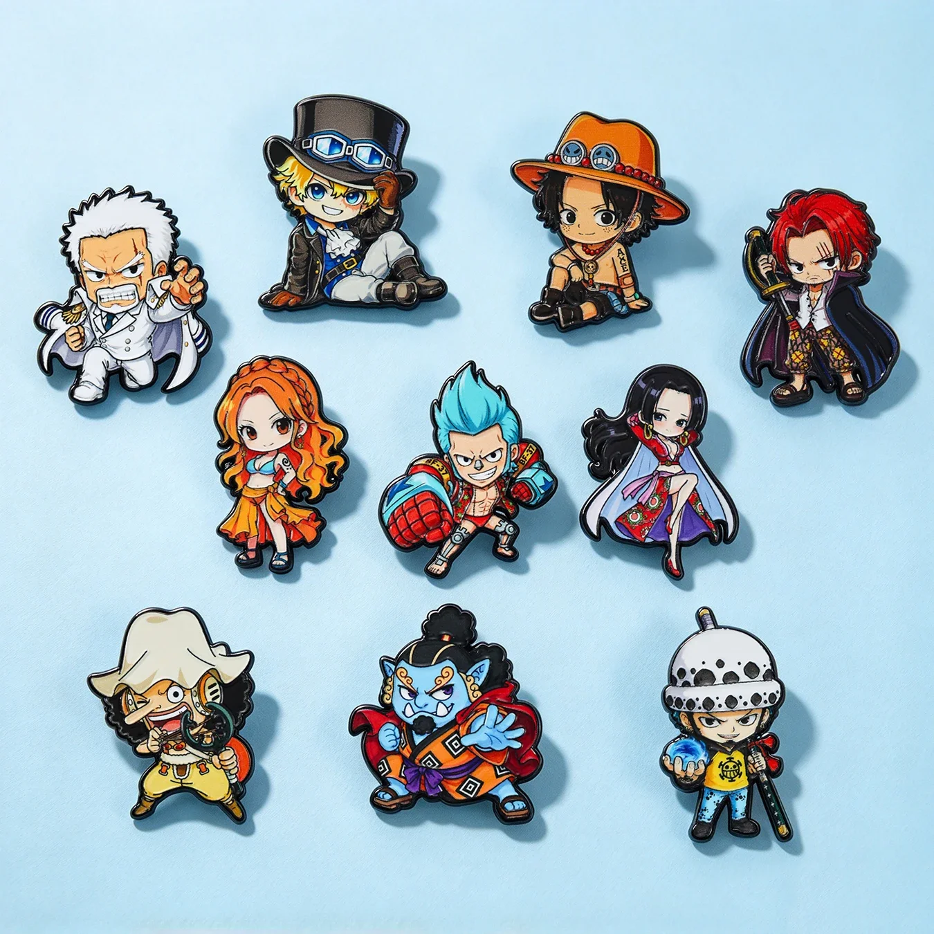 10Pcs One Piece Anime Q Character Enamel Pin Cartoon Metal Lapel Brooch Badge, Backpack Clothes Accessory Fans Collectible Gift - view 5