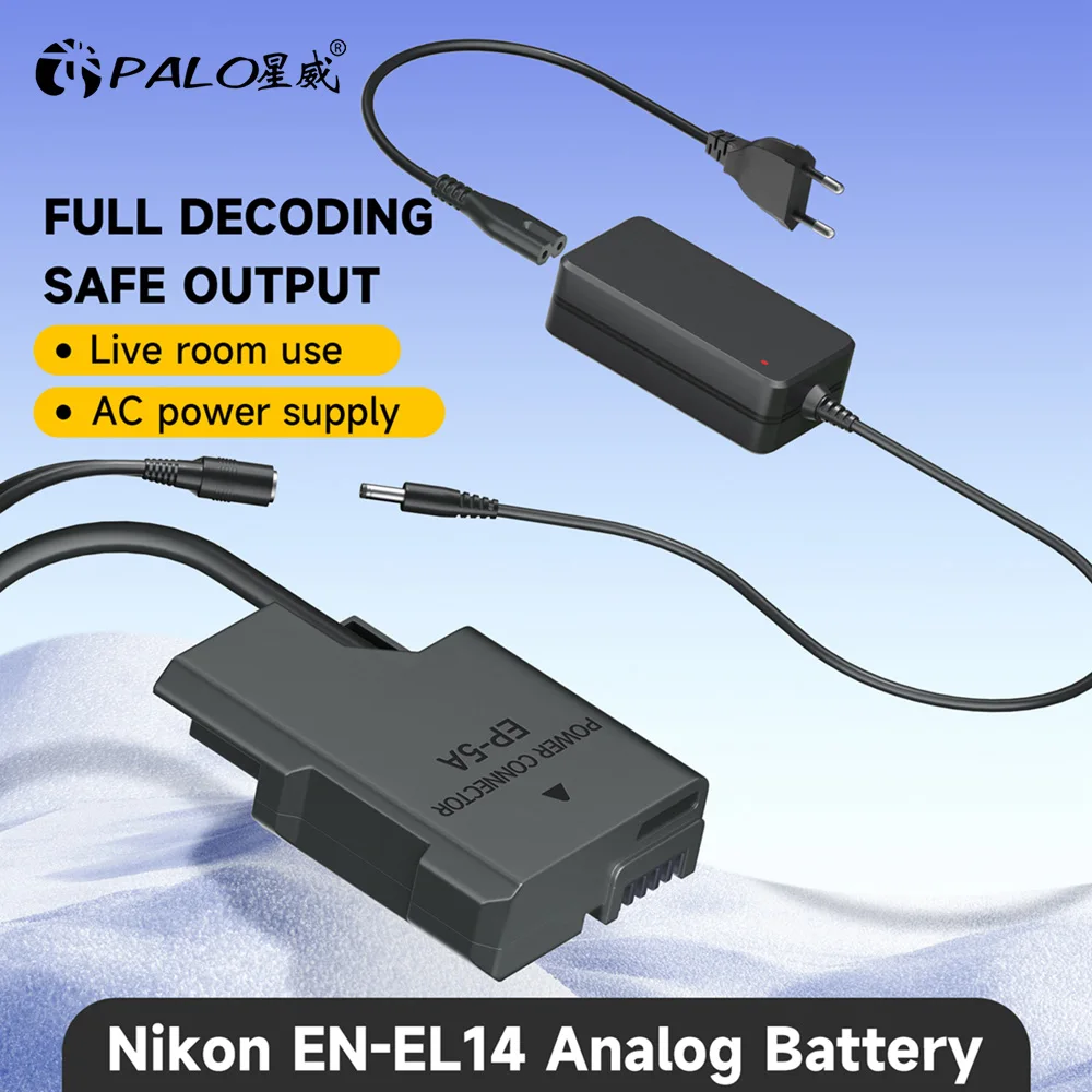 PALO EN-EL14 Battery EP-5A Dummy AC/DC Power Supply Adapter For Nikon D3200 D3300 D3400 D3500 D5100 D5200 D5300 D5500 D5600