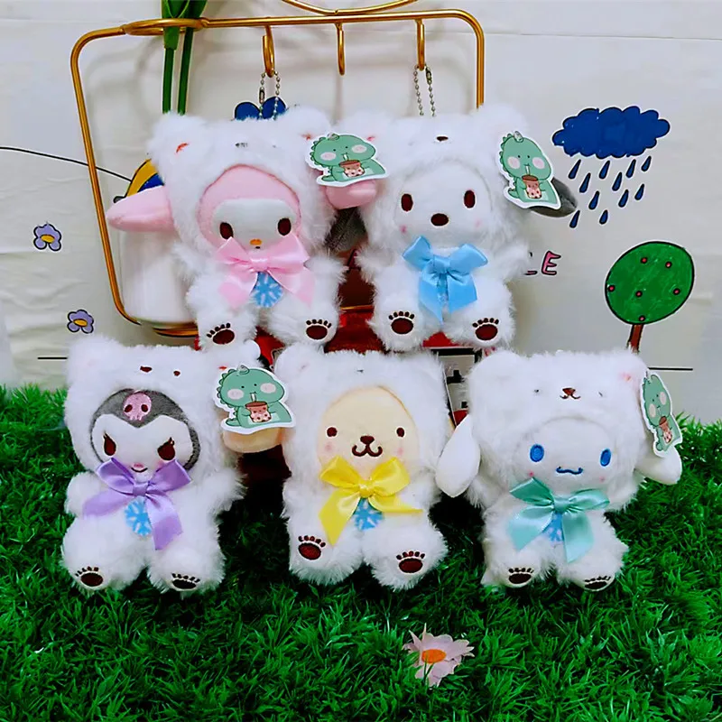 Anime słodkie Sanrio pluszowe zabawki Kawaii Hello Kitty Plushie Cinnamoroll wystrój pokoju lalka Kuromi moja melodia rzeczy brelok na prezent