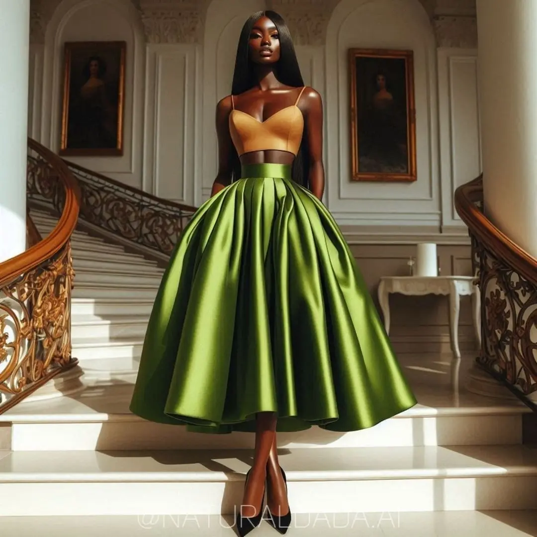Custom Made Green Silk Satin Short Skirt 6 Options High Low Evening Party Skirts Long Pleated Taffeta African Formal Maxi Skirt