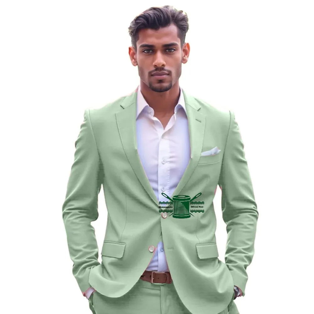

Grass green Man Suits Notched Lapel jacket for Dinner Suit Wedding Suit Groom Tuxedos