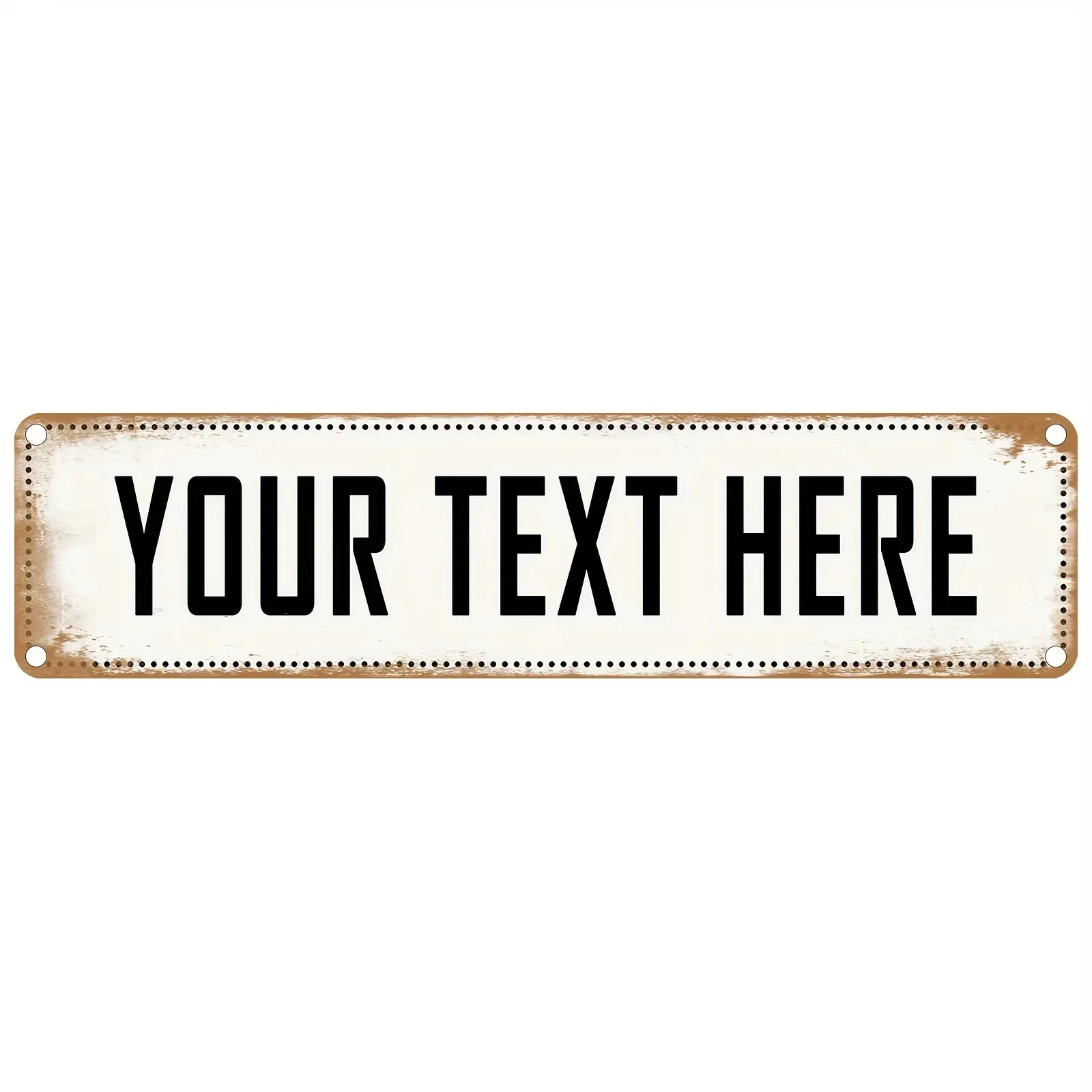 1pc [2D Flat] Custom Personalized Text Wall Plaque Vintage Rusty White Rivet Aluminum Sign 40x10cm Weatherproof Cottage Entry De