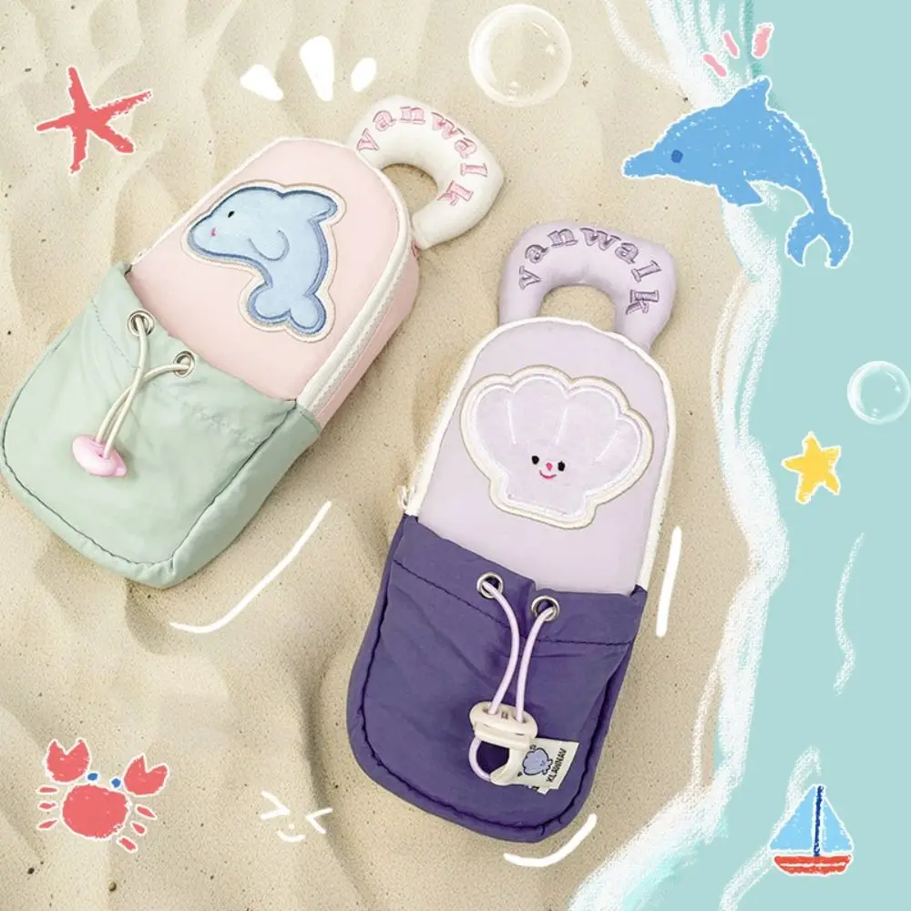 Lovely Large Capacity Stationery Bag Ballet Style Cartoon Pencil Case Bowknot Ribbon Dirt-Resistant Pencil Pouch Student