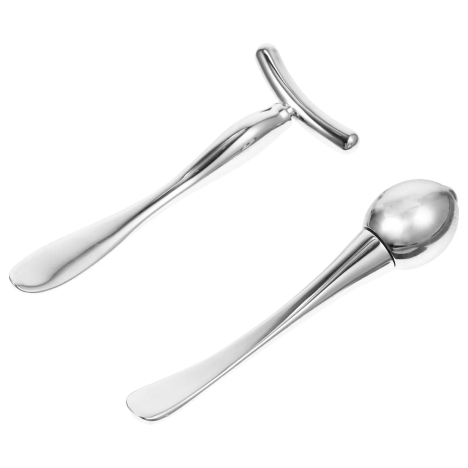 แท่งนวดตา 2 ชิ้น พร้อมลูกกลิ้งสองด้านและที่ทาแบบช้อน สำหรับลดถุงใต้ตา บรรเทาอาการเหนื่อยล้า สำหรับผู้หญิง ใช้ในชุดดูแลความงาม