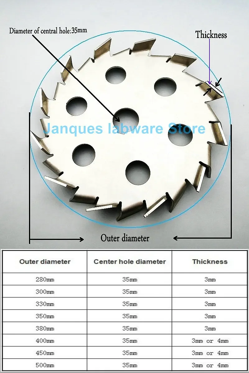 1pc 304 stainless steel Stirrer Dispersion plate with Diversion Hole, Saw-toothed Stirring Disc diameter 280mm to 500mm