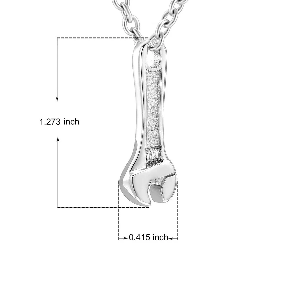 Mechanic Wrench Cremation Jewelry for Ashes Stainless Steel Tool Urn Pendant Locket Keepsake Memorial Urn Necklace