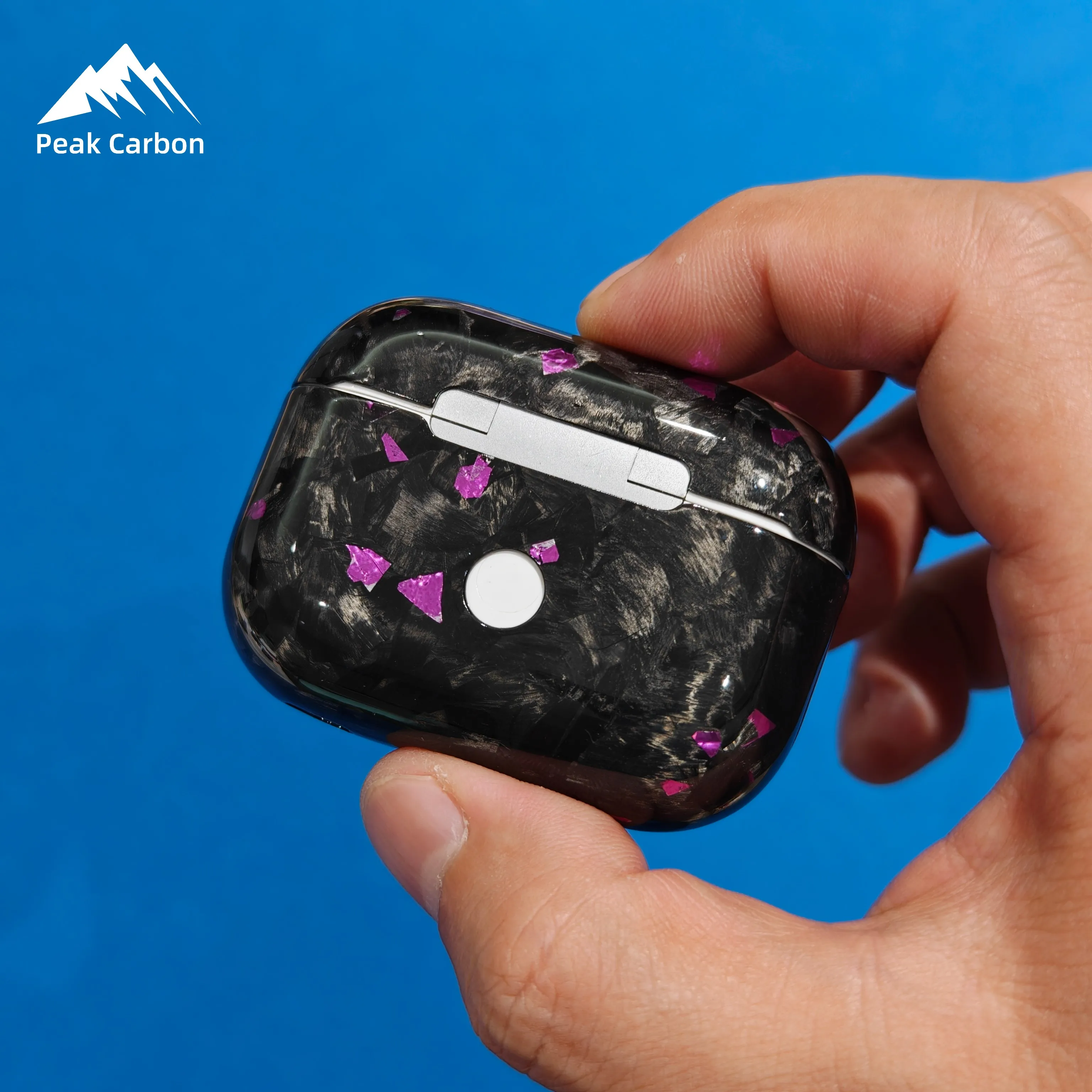 

Purple Flakes Forged Carbon Fiber Case for Apple AirPods Pro 3 2 1 Airpods 4 Generation Bluetooth Headphone Ultra Light Cover