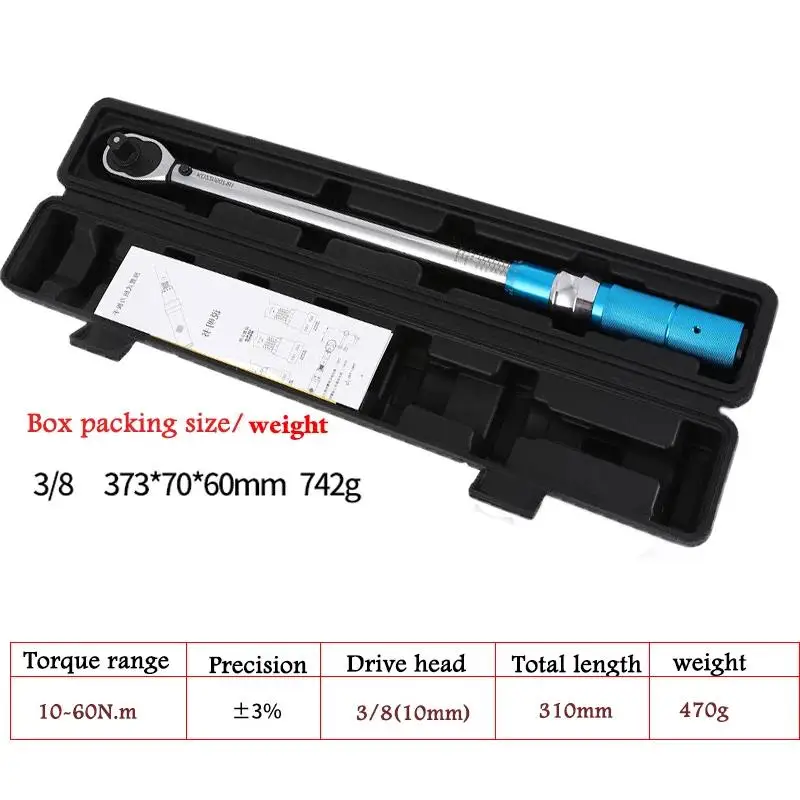 

10-60N.m Torque Wrench 3/8 Inch Square Drive Torques Key ±3% High Precision Torque Wrench Professional Bicycle Automotive Tool