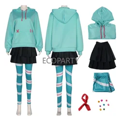 Anime Vanellope von Cos Schweetz przebranie na karnawał Wreck It Cos Ralph garnitur spodnie stroje na Halloween ubrania dla kobiet mężczyzn Party