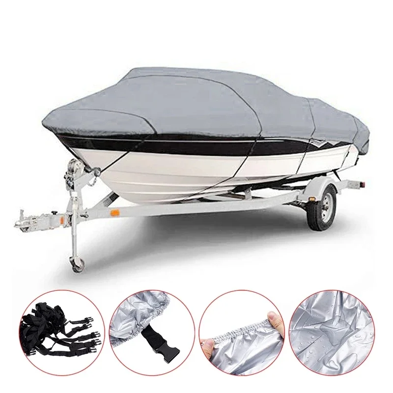 

Boat Cover Yacht Outdoor Protection Waterproof Boat Cover Oxford Fabric Anti-smashing Tear Proof Silver Reflective 300D 11-22FT