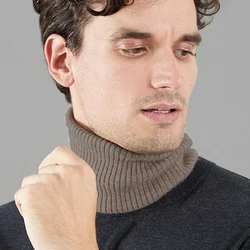 Soft Warm Wool Ring Scarf for Men Winter Autumn Windproof Neck Warmer Fashion All Match Turtleneck Fake Collar Boy Knitted Scarf