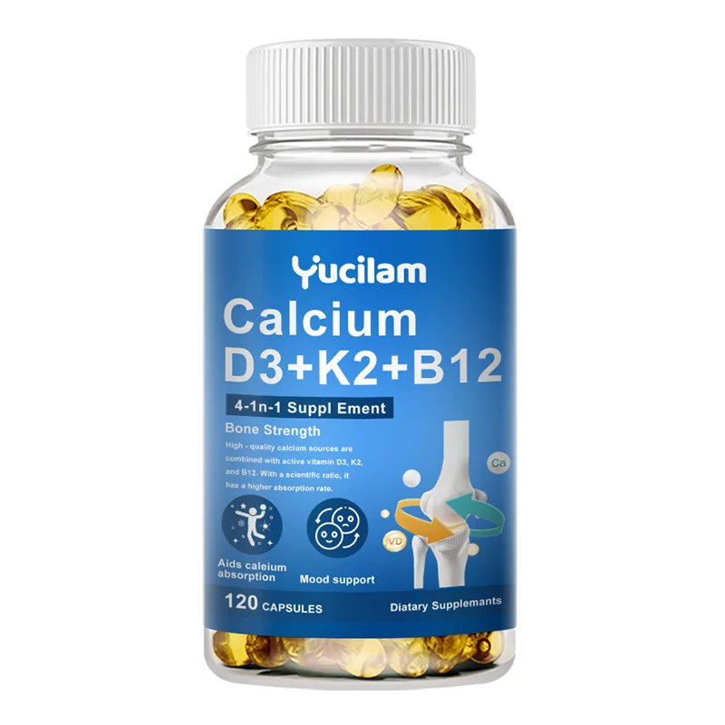 Vitamin D3 + K2 + B12 Calcium Capsule Daily Vitamin Supplement Supports Healthy Bones & Muscles & Heart & Energy & Mood Function