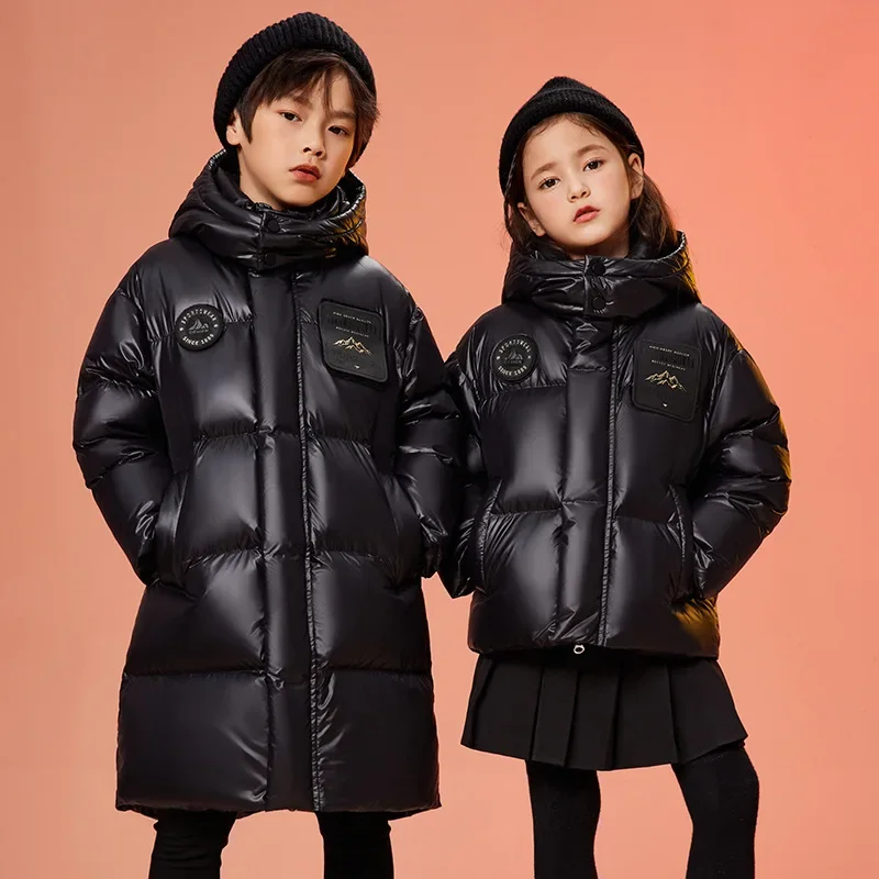 

Winter High Quality Thicker Down Jacket Children Hooded Black White Duck Down Outerwear Girl and Boys Down Coats