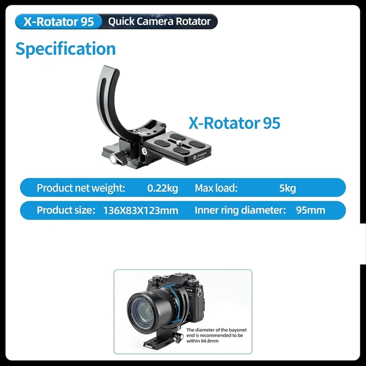 Camera Vertical Bracket,Tripod Ring Lens Mount,1/4 Rotatable Collar Mount Plate for DSLR SLR,Fits Plate for Arca-Type