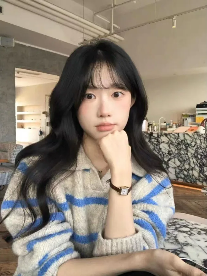 

Blue Striped KnitwearWomen's Top Lazy Sle Soft Fabric Comfortable Fit Autumn Winter Sweater