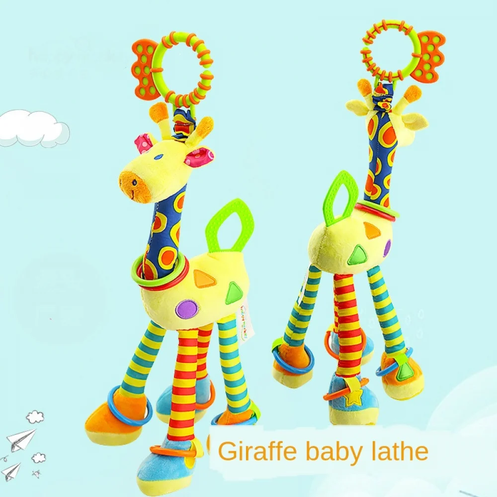 Girafa macia animal sinos chocalhos de pelúcia infantil desenvolvimento do bebê lidar com brinquedos com mordedor brinquedo do bebê para recém-nascidos presentes