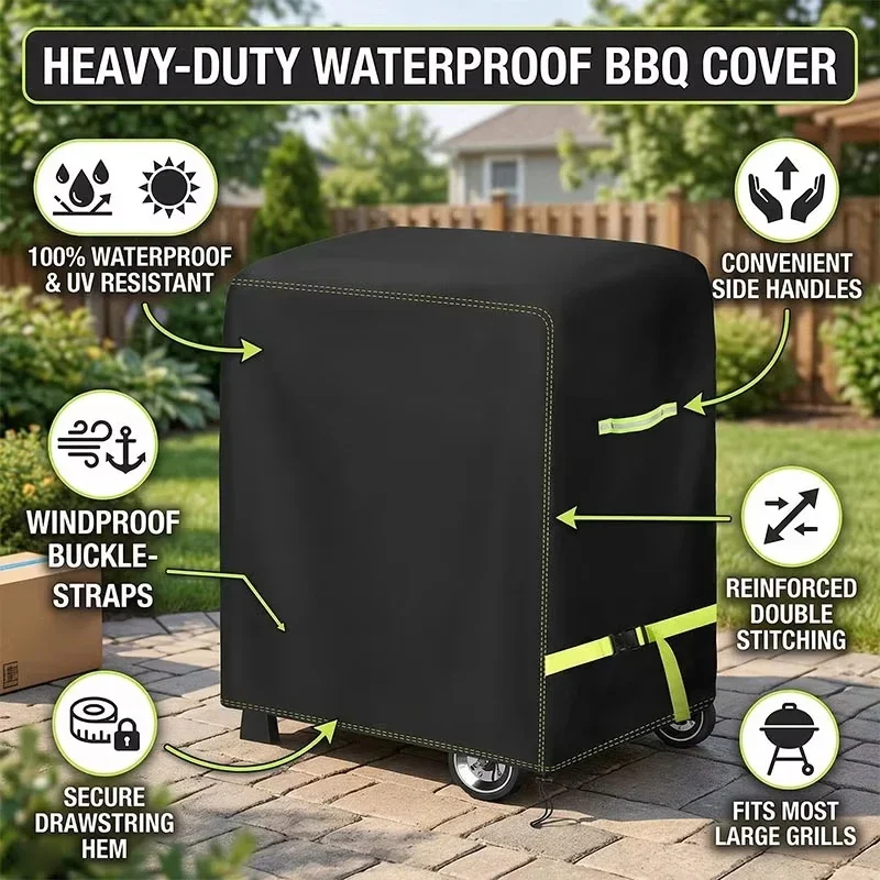 420d Outdoor Barbecue Cover,marine Barbecue Stove Protective Cover,lightweight Portable,dust Cover,waterproof And Sun Bbq Cover