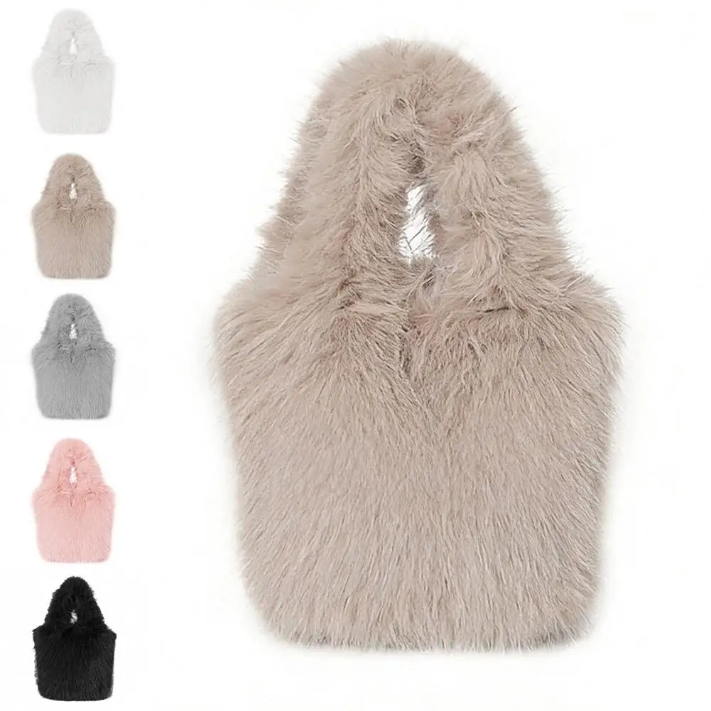 

Модная женская сумка-ведро из мягкого плюша, роскошная маленькая сумка-тоут, зимняя сумочка для повседневного использования и вечеринок