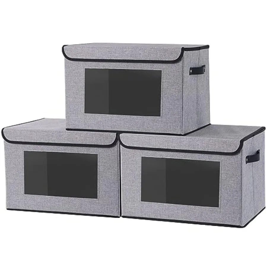 

Storage Bins with Lids Decorative Storage Boxes with Handles 15 x 9.8 x 9.8 Inch Closet Organizers for Shelves Bedroom Office G