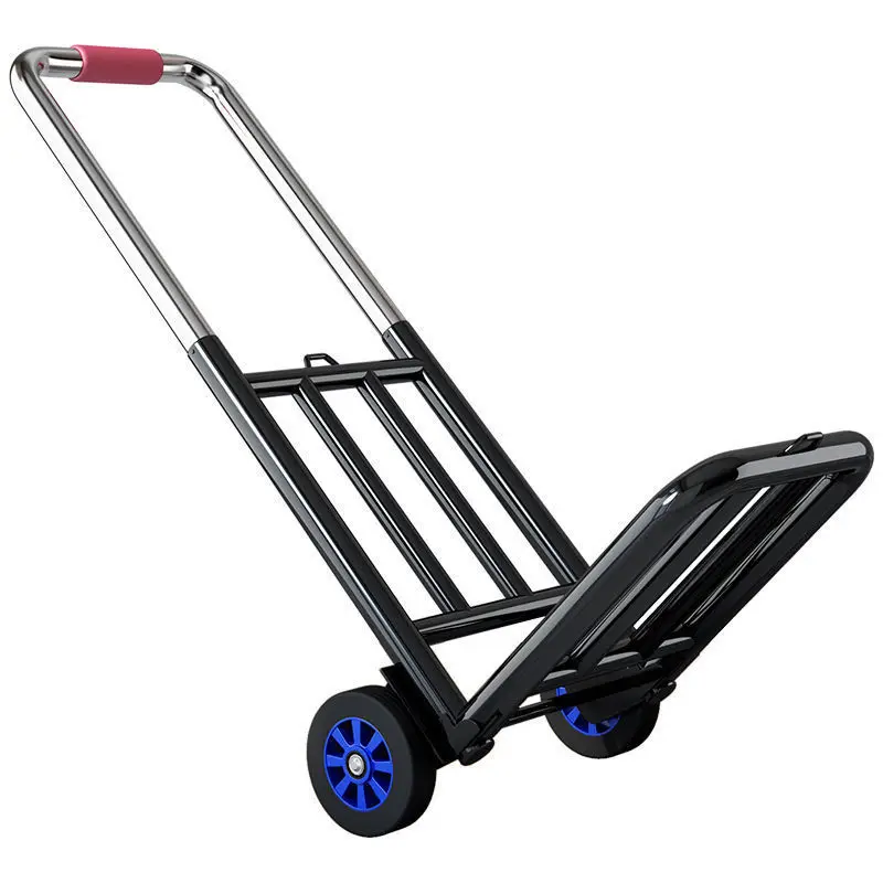 Hand Carts Trolleys Small Pull Cart Folding Household Carry Trailer Shopping Grocery Stall Trolley Material Handling Tools