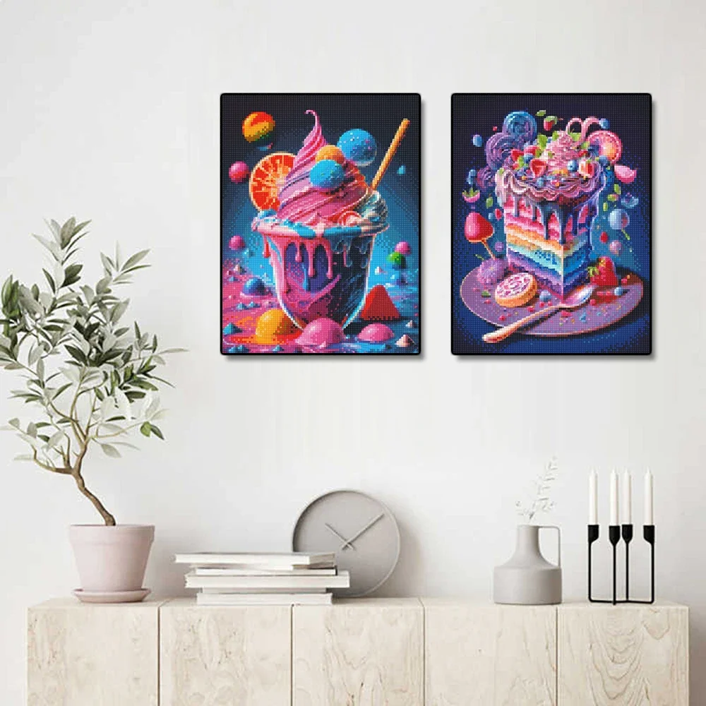 DIY Diamond Painting Cartoon Ice Cream Cake Picture Full Square Diamond Mosaic Embroidery Handmade Home Decoration Hobbies Gifts