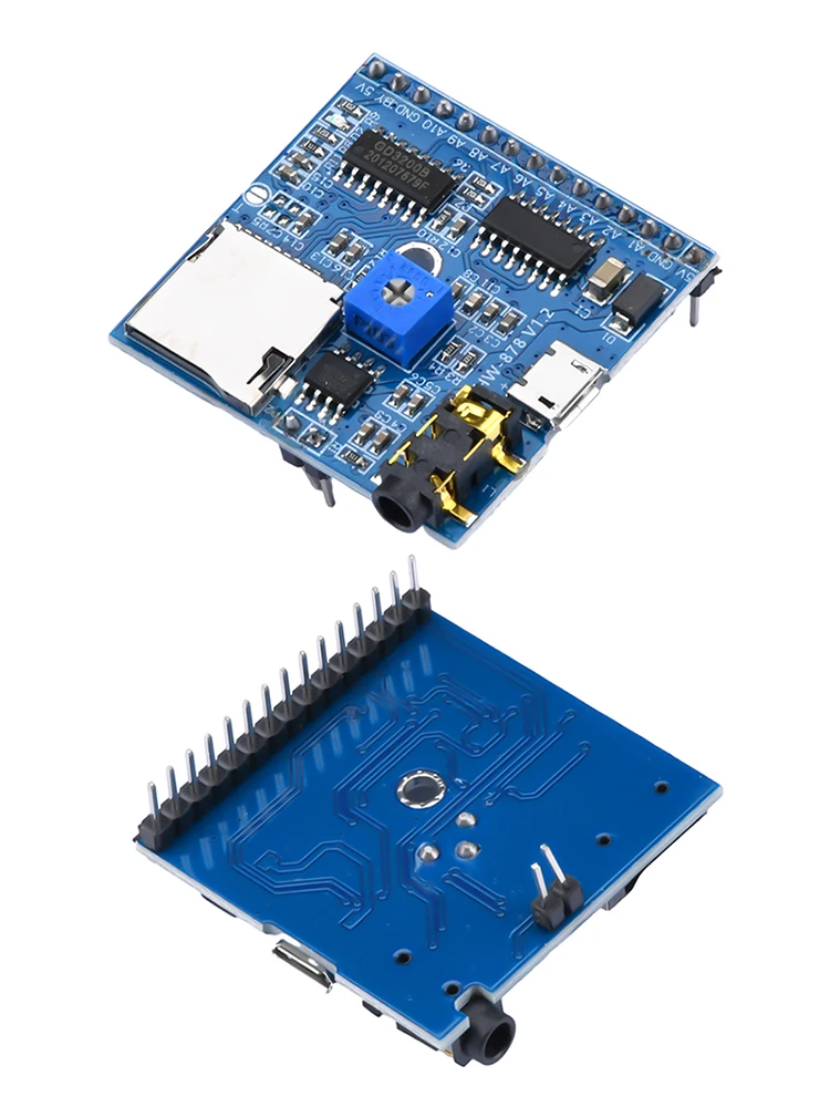 Módulo de reproducción de voz MP3 reproductor de música voz instrucciones Junta de desarrollo IO iriggered reproducción volumen ajustable soldadura Pin