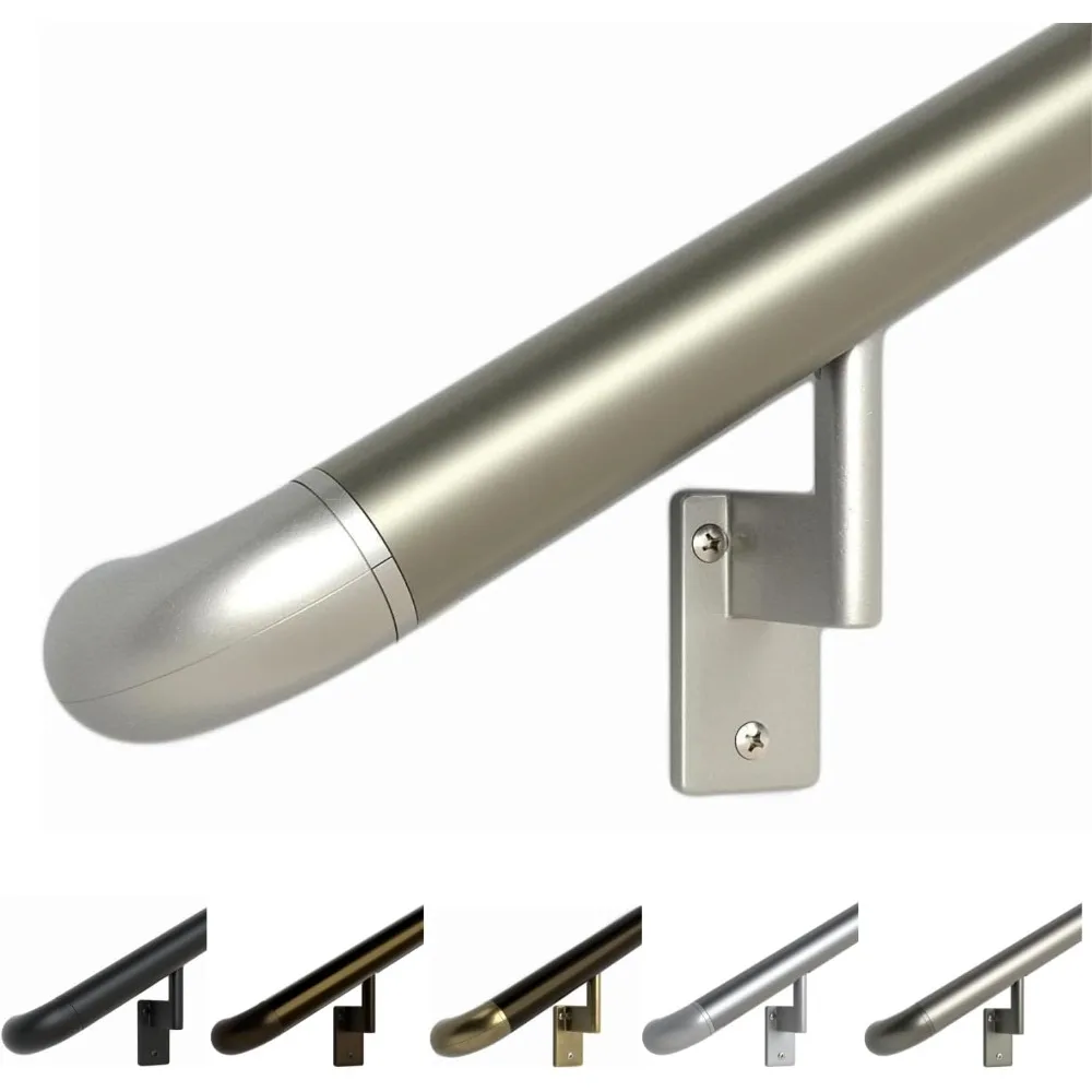 

Promenaid 13ft ADA Handrail Kit - Champagne - Complete Indoor/Outdoor Handrail for Stairs - 1.6" Round Anodized Aluminum Railing