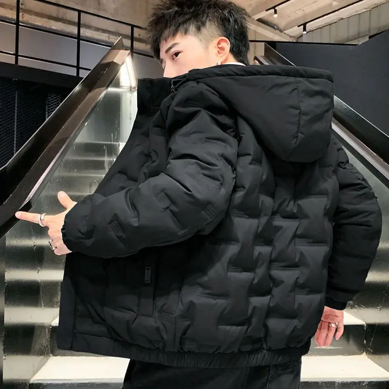 

Мужская утепленная хлопковая куртка без капюшона, зимняя повседневная молодежная верхняя одежда, модная, универсальная, короткая, без капюшона, с завязками