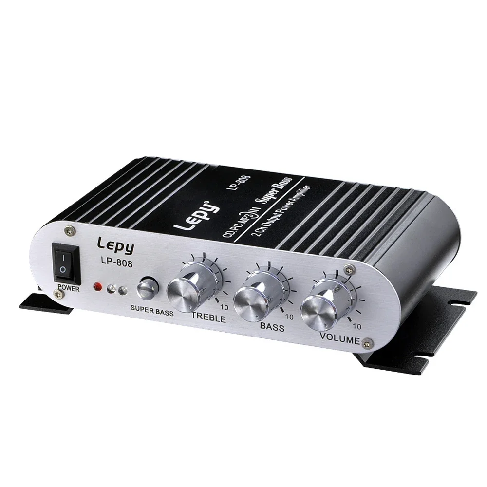 Lepy LP-808 Amplifier HI-FI 2.0ช่องเครื่องขยายเสียงรถยนต์รองรับ RCA อินพุตเสียงแหลม/เบส/สมดุล/การควบคุมระดับเสียงสำหรับ MP3 MP4