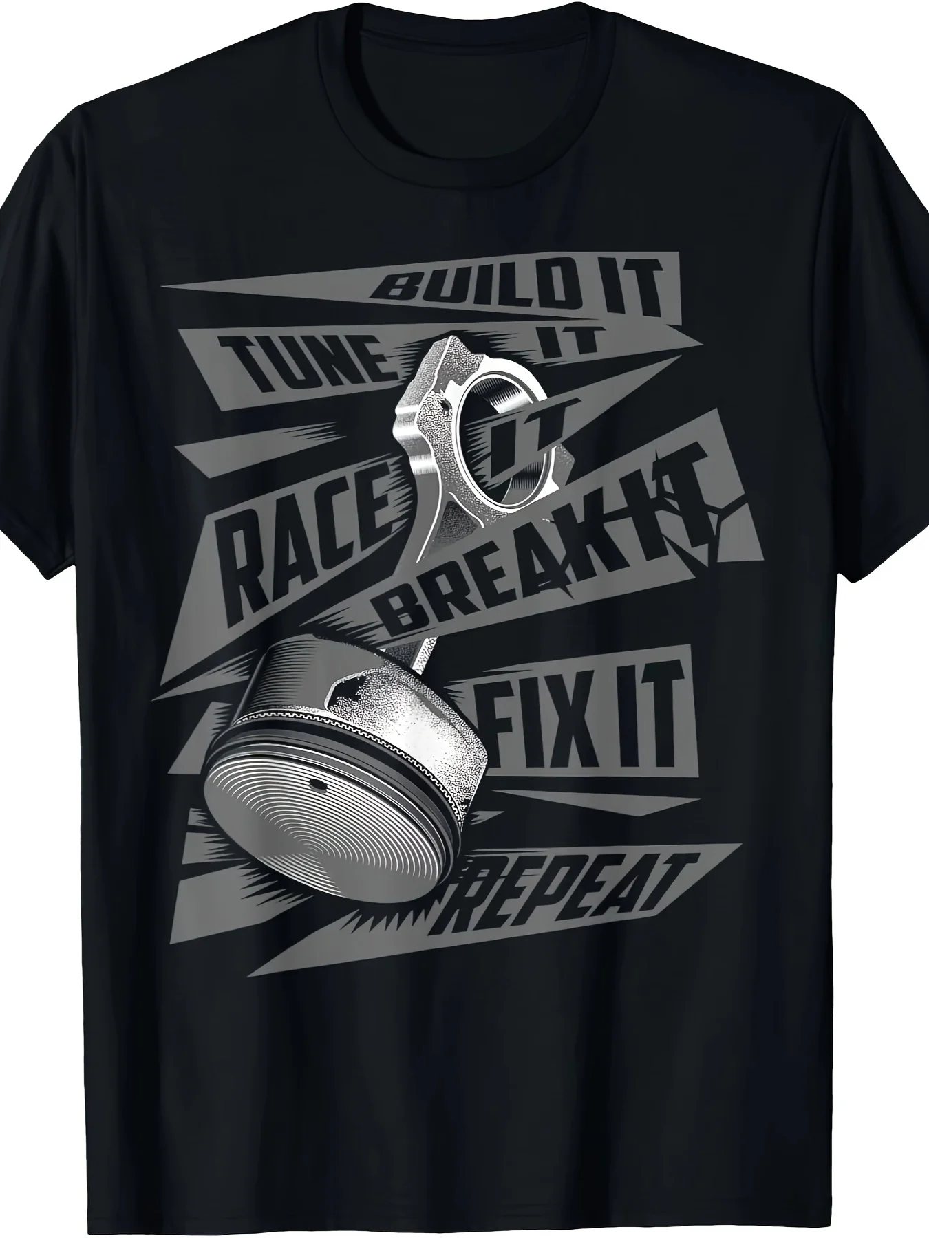 Funny Build Tune Race Break Fix It Repeat T-Shirt 100% Cotton O-Neck Short Sleeve Summer Casual Mens T-shirt