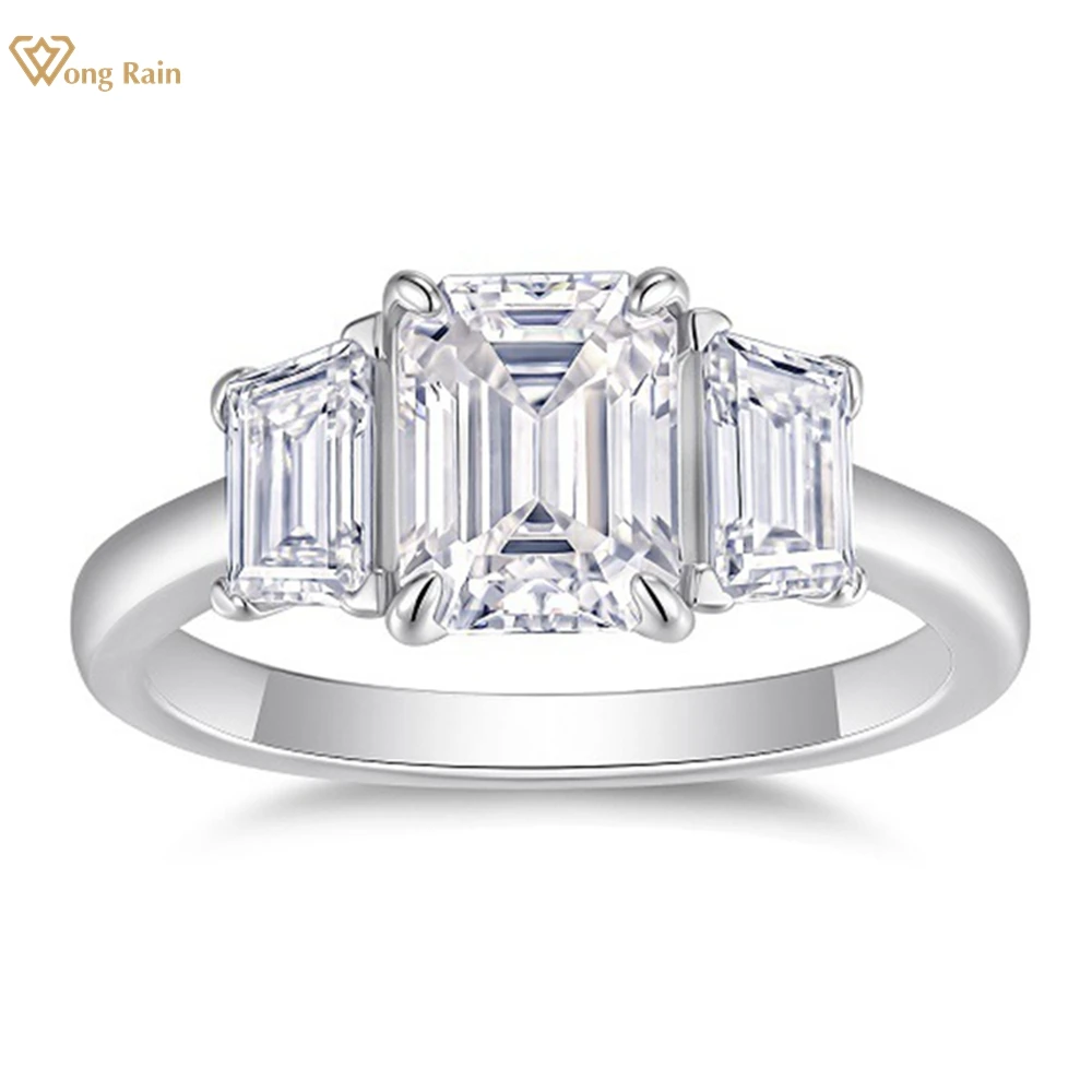 

Wong Rain 925 Sterling Silver 3EX VVS1 D Color Emerald Cut 6*8MM Real Moissanite Diamonds Gemstone Engagement Rings Fine Jewelry