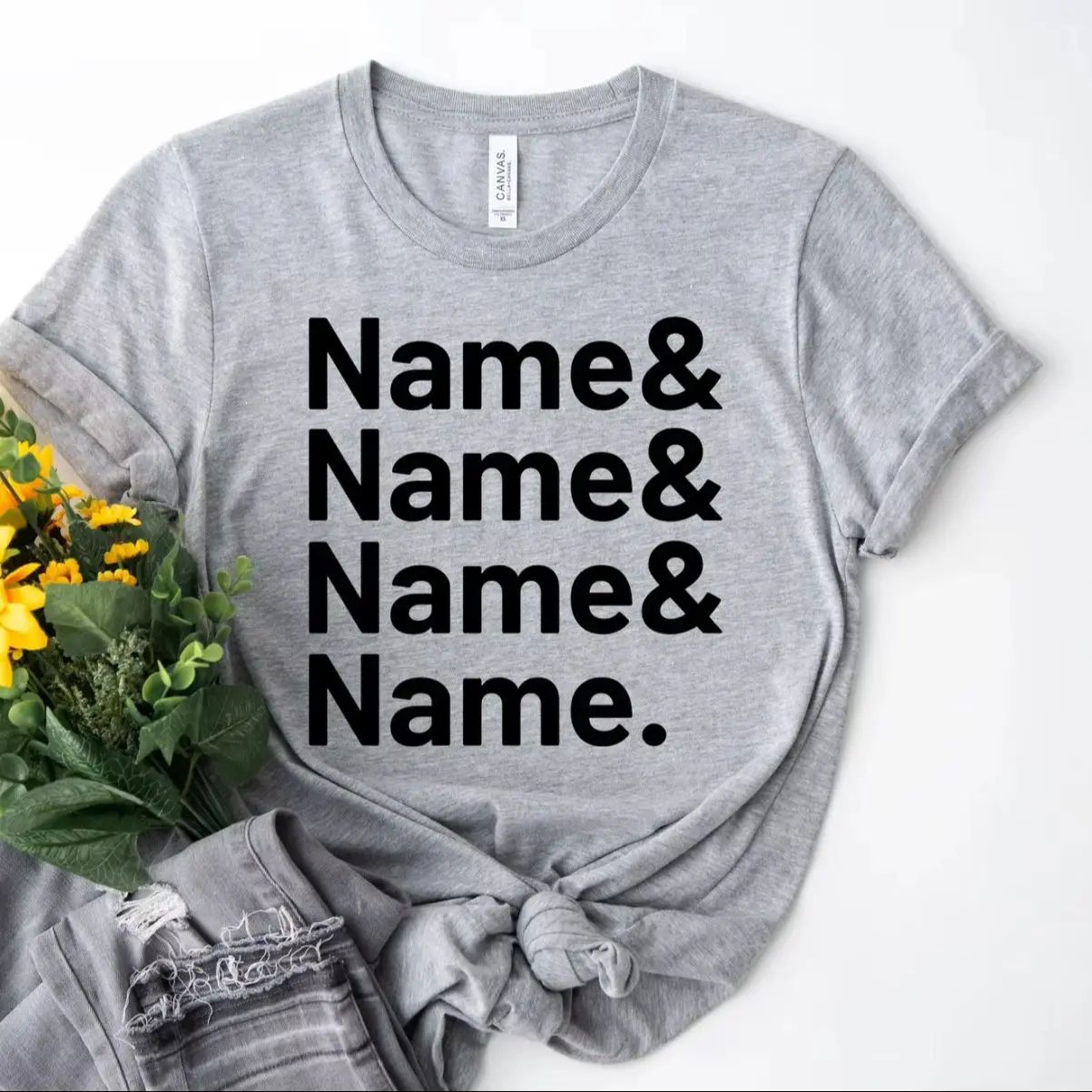

Women Custom Family Name Tees Design Your Own Name on Front And Back Short Sleeve Comfort Shirts Custom Unique Name Class Tops