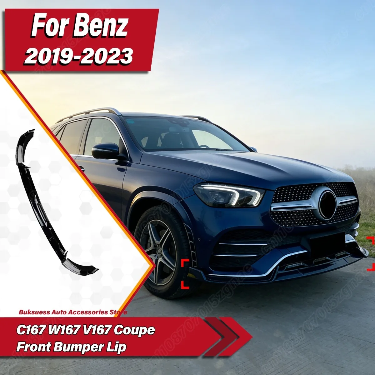 

For Mercedes-Benz GLE C167 W167 V167 Coupe 2019 2020 2021 2022 2023 Front Bumper Lip Spoiler Splitter Diffuser Car Accessories