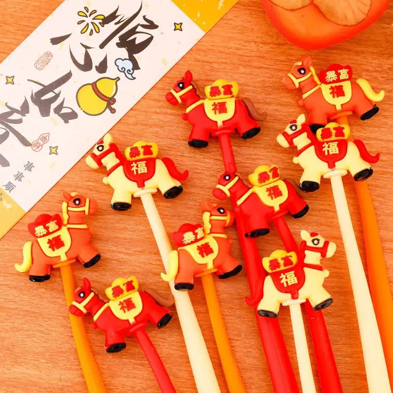 

3Pcs Cute Neutral Pen Cartoon Pony Swinging Gel Pen Horse Year Stationery Pen Student Kids School Writing Stationery Supplies