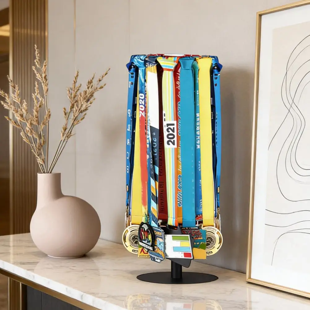 Carbon Steel Medal Hanger Metal Medal Stand Adjustable Medal Hanger Stand 360° Rotatable Heavy Duty Metal Display for Running