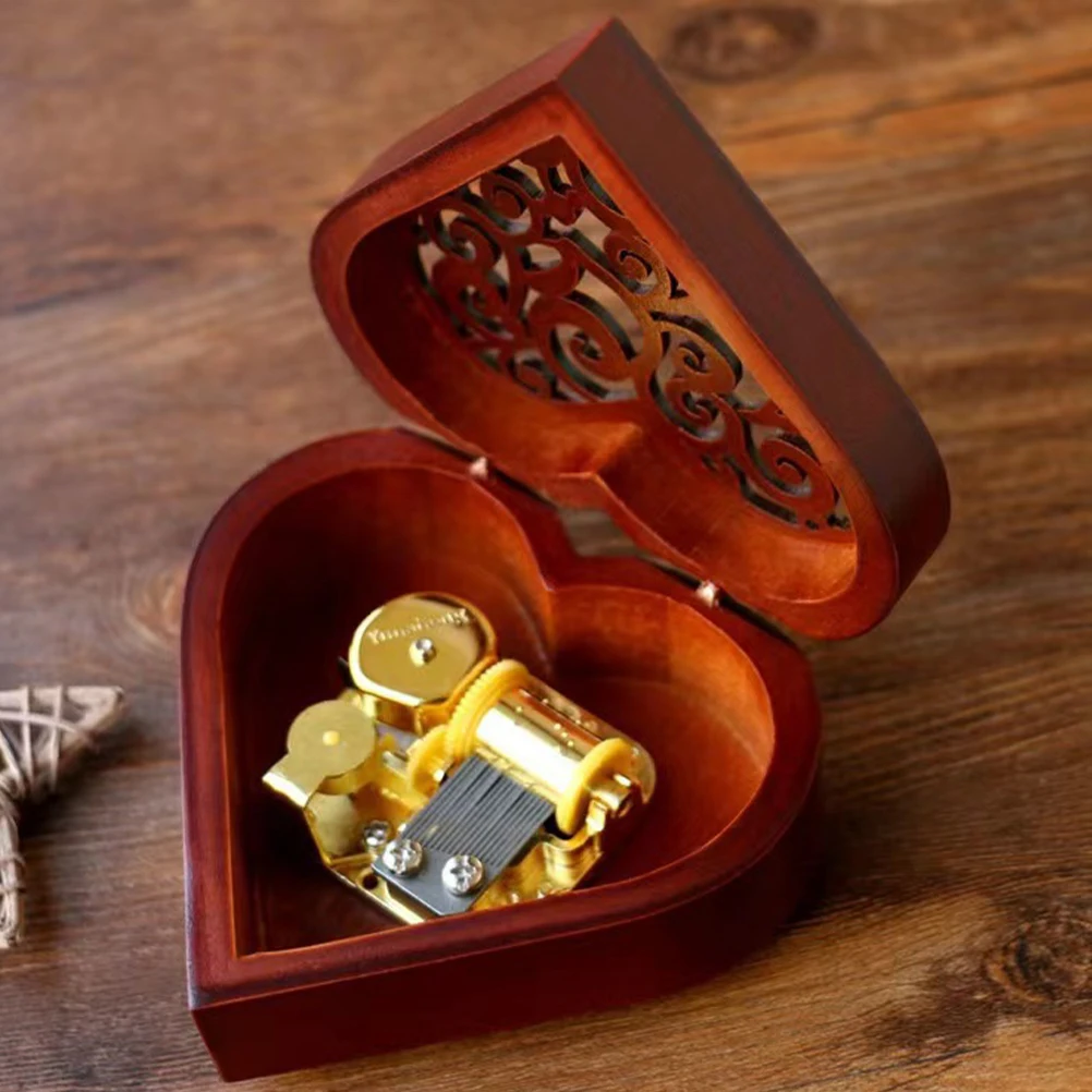 

Heart Shaped Music Box Heart-shaped Musical Boxes for Women Wind up Gift Romantic Wooden Unique