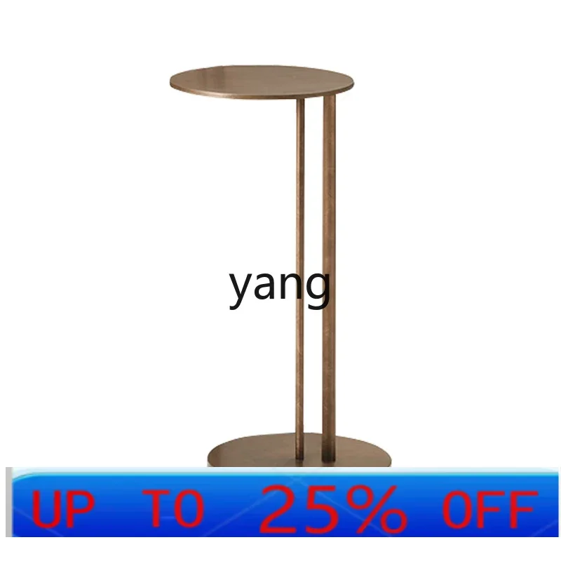 

LMM Italian light luxury round edge few retro old brass living room sofa side table removable round table
