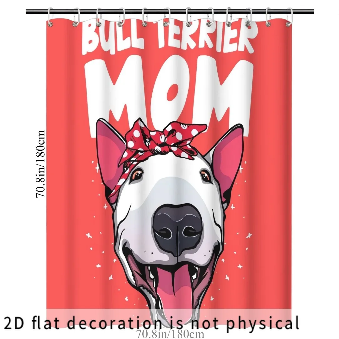 Funny Dog Mom Shower Curtain Bull Terrier Pet Lover Bathroom Decor Cute Puppy Art Waterproof Curtain 90x180cm