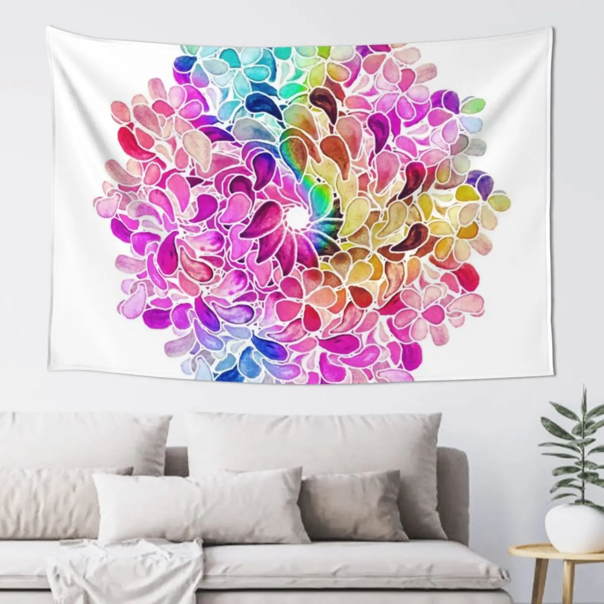 

Rainbow Watercolor Paisley Flower Tapestry Decorations For Your Bedroom Decoration Pictures Room Wall Tapestry