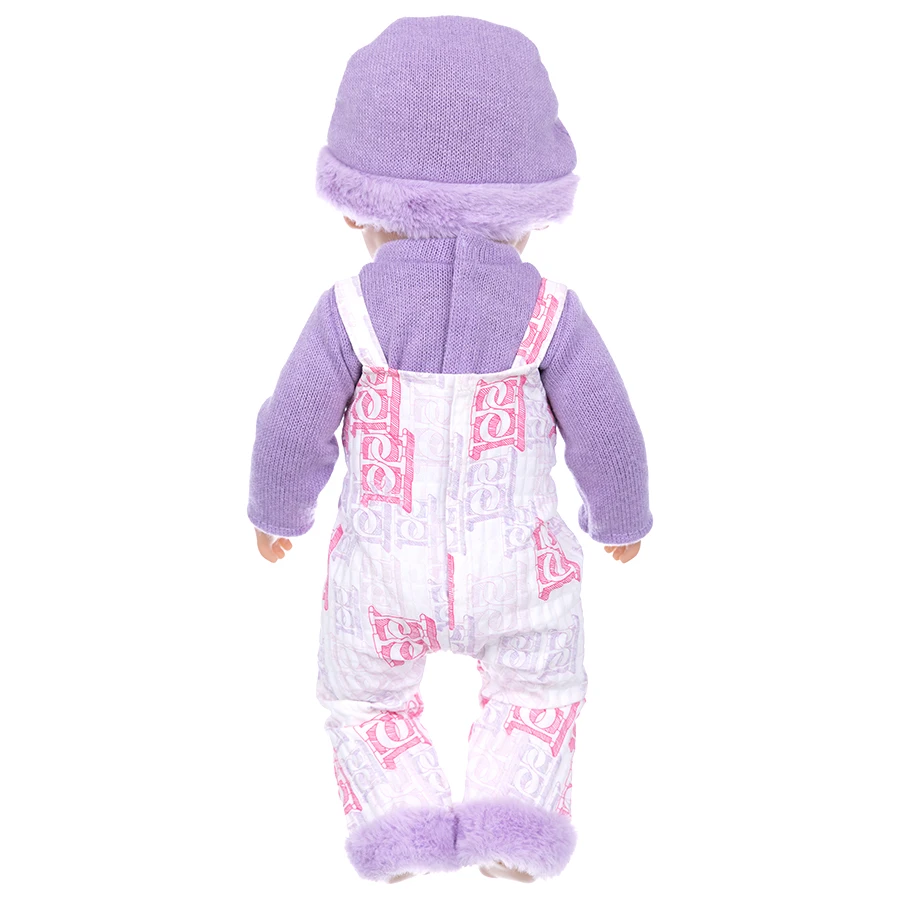 18Inch/45CM Doll Clothes Set Purple Clothing Plush Hat Rompers Rebirth Doll Toy Simulation Dress Up Party Soothing Doll Kid Gift