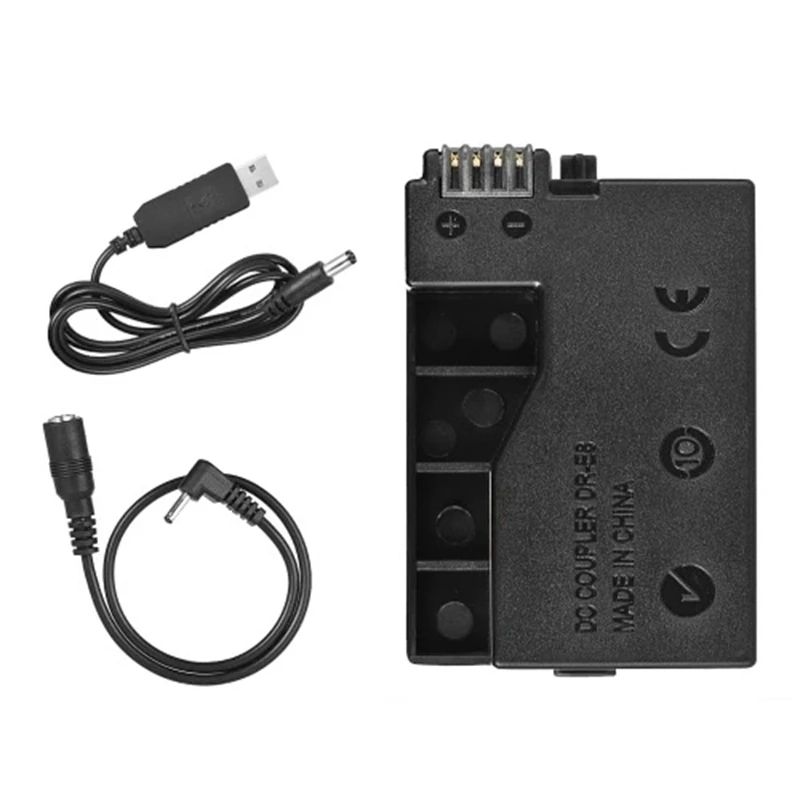 Batería simulada de DR-E8 con cargador de corriente continua, Cable adaptador USB de repuesto para LP-E8, Canon EOS 550D 600D 650D 700D, cámaras DSLR