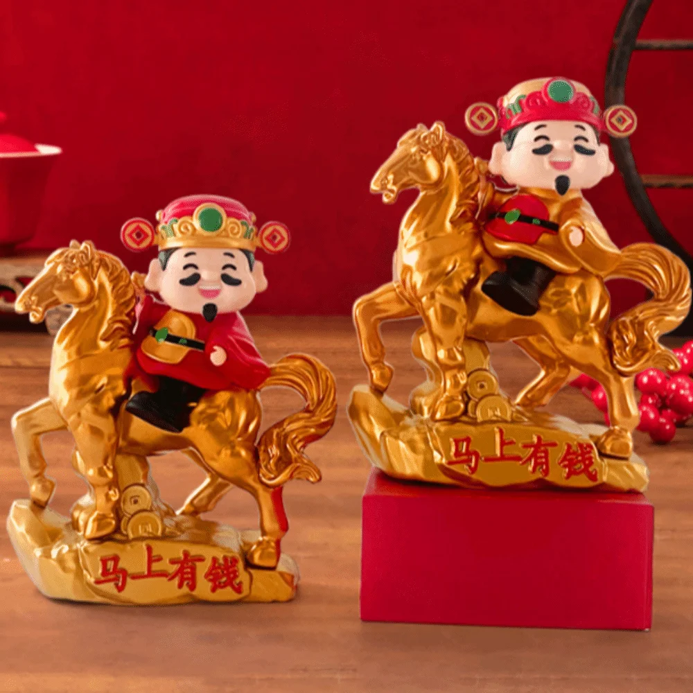 Chinese Style God of Fortune Sculpture Solar Powered Auto Shaking God of Wealth Car Ornament Lovely Design Cute Appearance