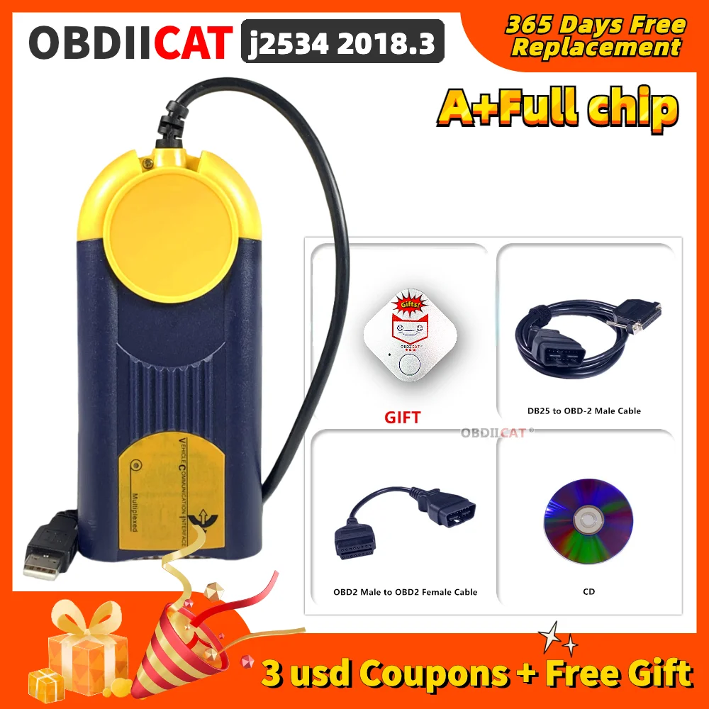 OBDIICAT Multidiag j2534 Car Diagnostic Scanner Pass-Thru OBD2 Device Multi-Diag Access J2534 V2018.3