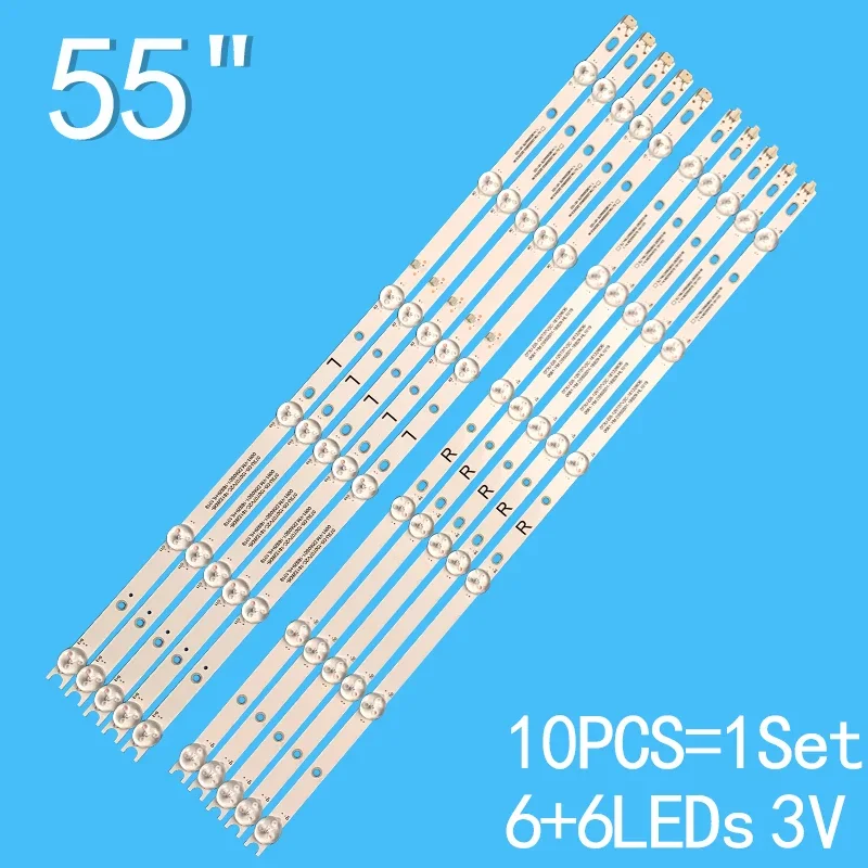 

541MM+542MM 10PCS LED TV Backlight Strip For 55 inch 6+6Lamps SJ.YM.D5500602-2835ES-M 3V