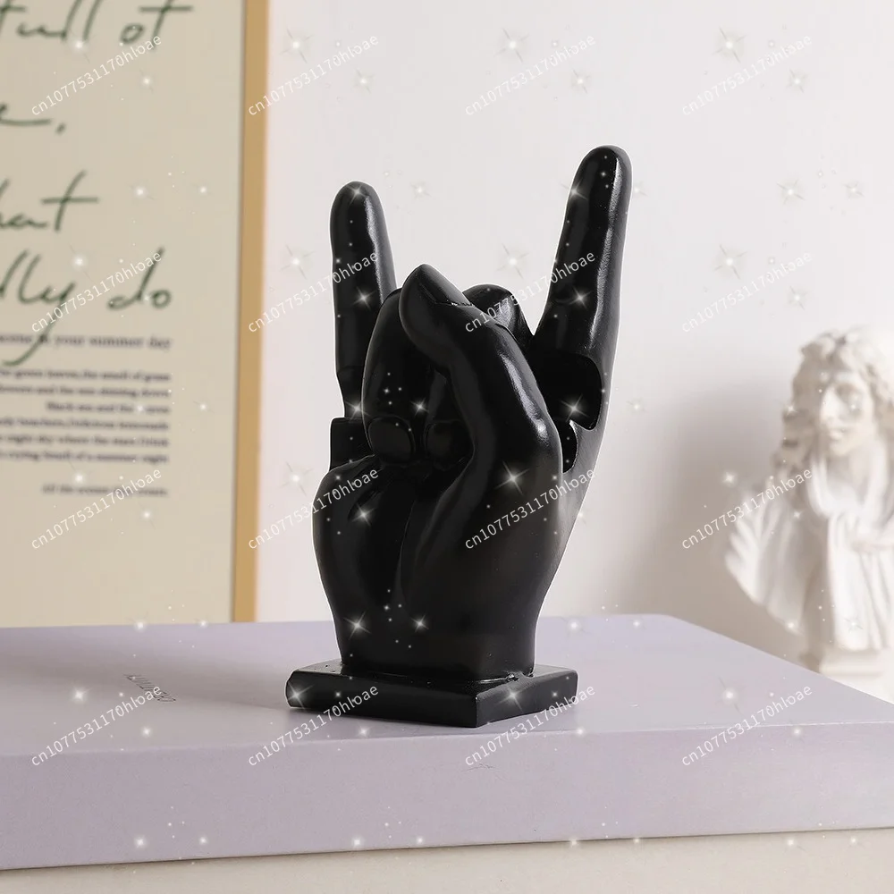 Drumsticks Rock Gesture Resin Ornament Shaking Atmosphere Decoration for Living Room Study Music Room