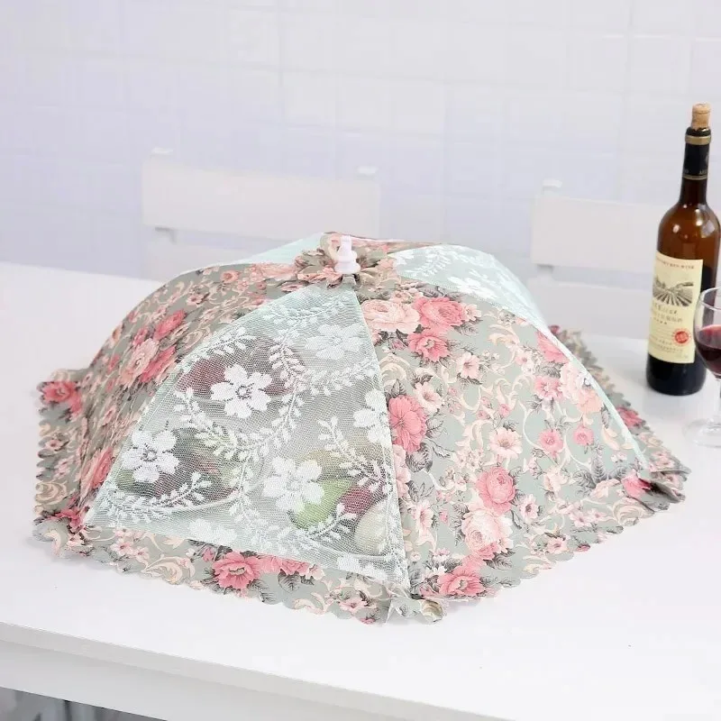 Foldable Kitchen Table Lace Dustproof Mesh Food Cover Umbrella Shape Fly Proof Stainproof Home Kitchen Tools Cooking Accessories