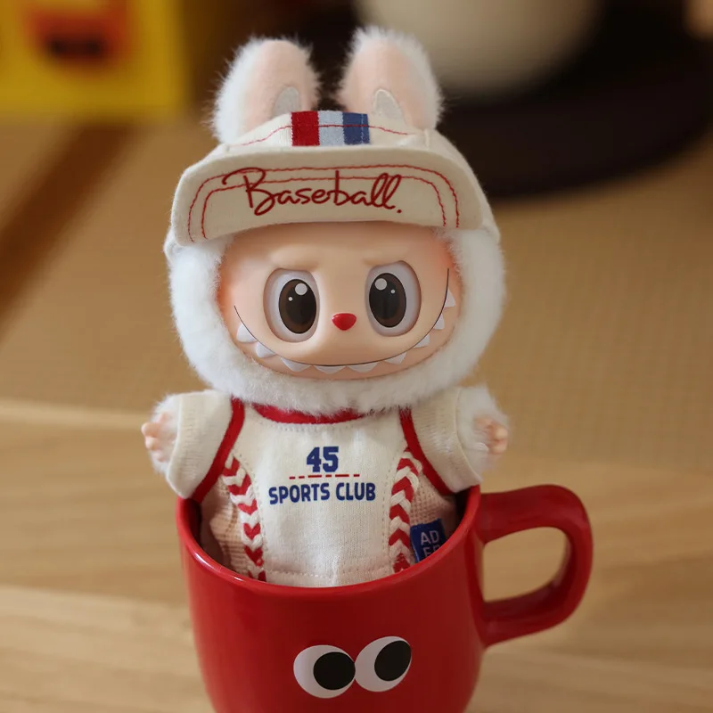 For Labubu Clothes American Baseball Suit 17cm Doll Dressing Game Vinyl Pendant Doll Clothing DIY Sportswear Boy Gift Toy
