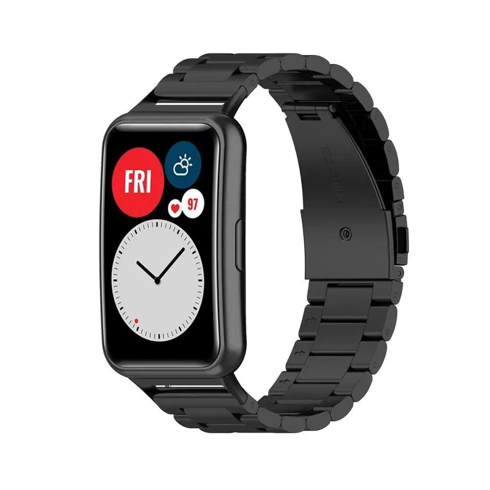 Luksusowy metalowy klasyczny zegarek ze stali nierdzewnej dla Huawei zegarek pasuje pasek bransoletka dla Huawei Fit inteligentny zegarek na rękę