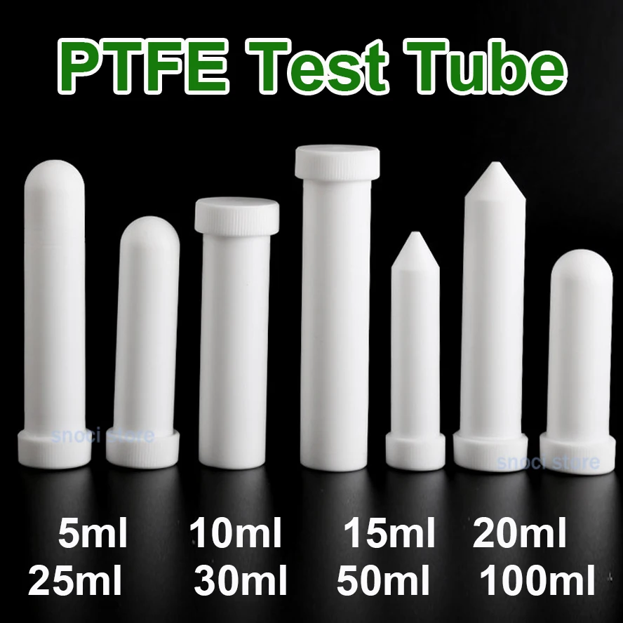 PTFE Test Tube PTFE Centrifuge Tube Polytetrafluoroethylene reaction tube F4 digestion tube with cover 5ml~100ml for labortory