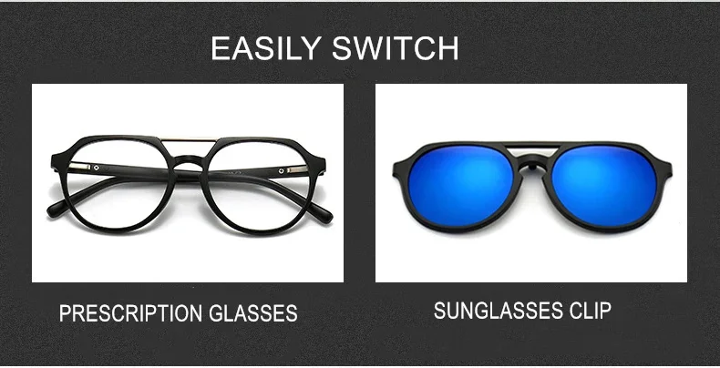 Magnet Clip Sonnenbrille Doppel Strahl Myopie Brille Dioptrien-0,5 Zu-10 Männer Frauen Mode Kurzsichtig Rezept Brille F224 – Detail 3